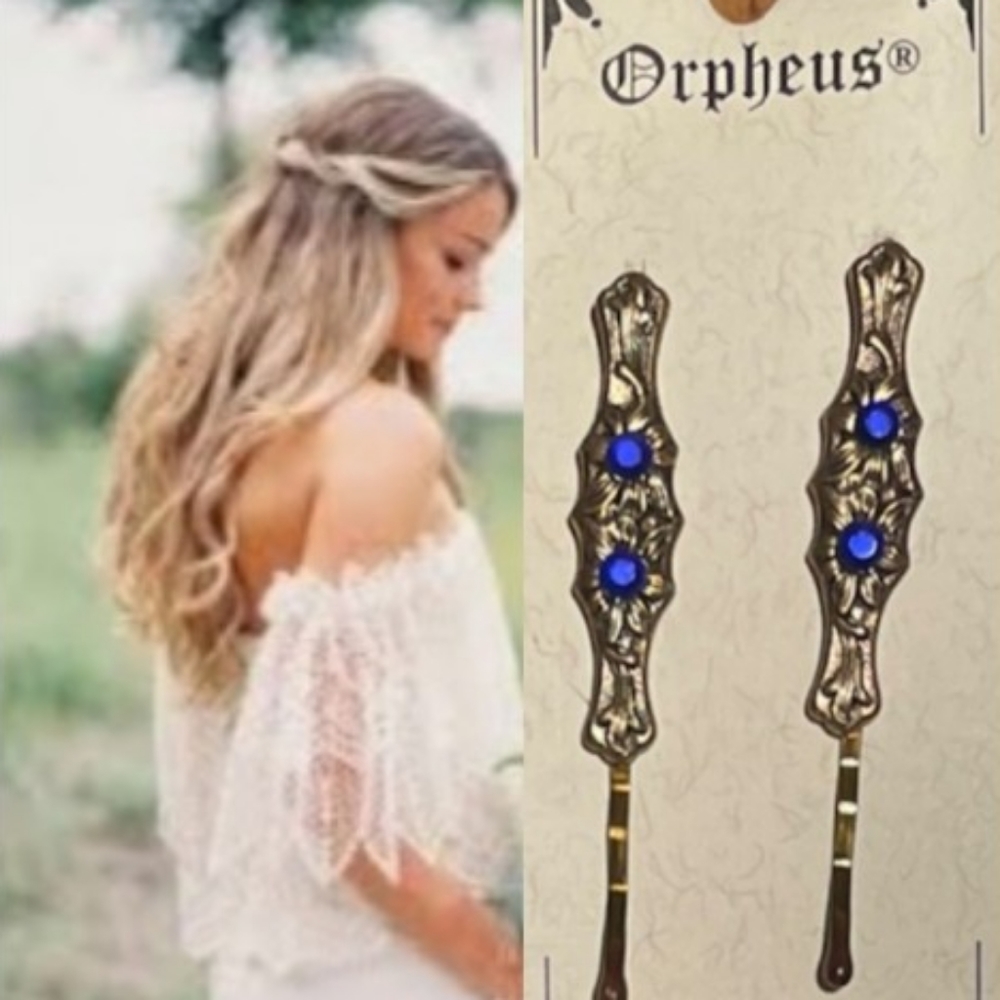 Hair Clip Gemstone Bobby Pin Reproduction Romantic Vintage Style Hair Jewelry